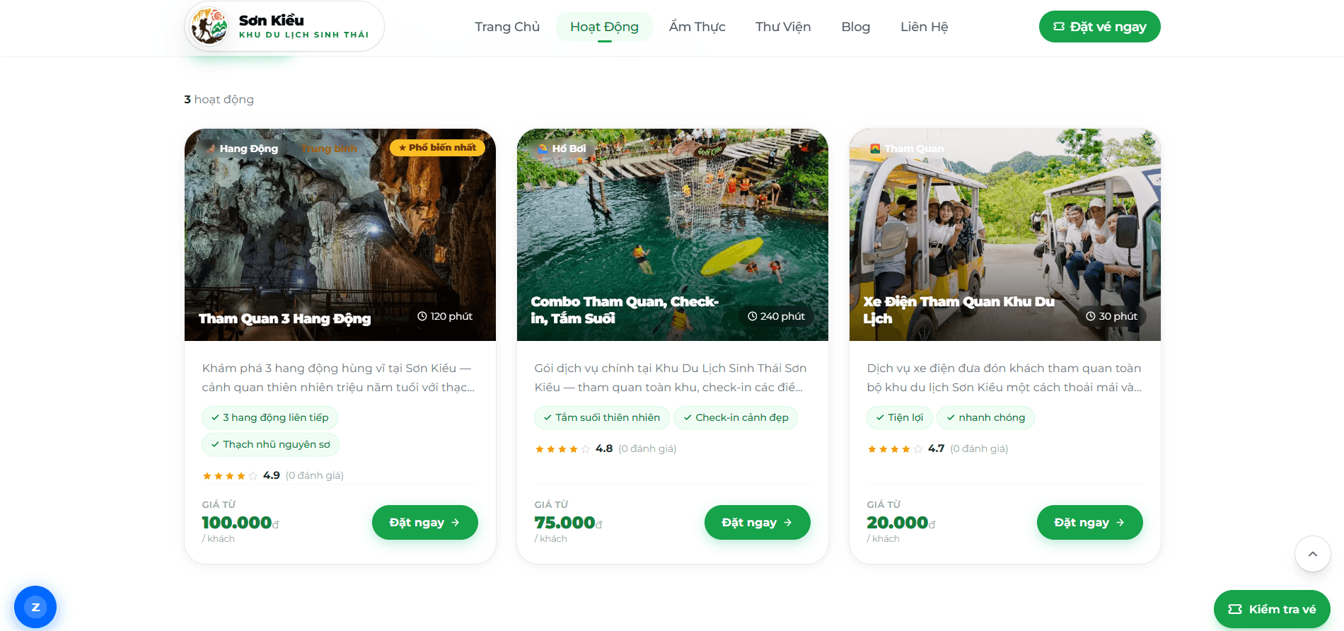 Bảng giá vé Sơn Kiều và cách đặt vé online